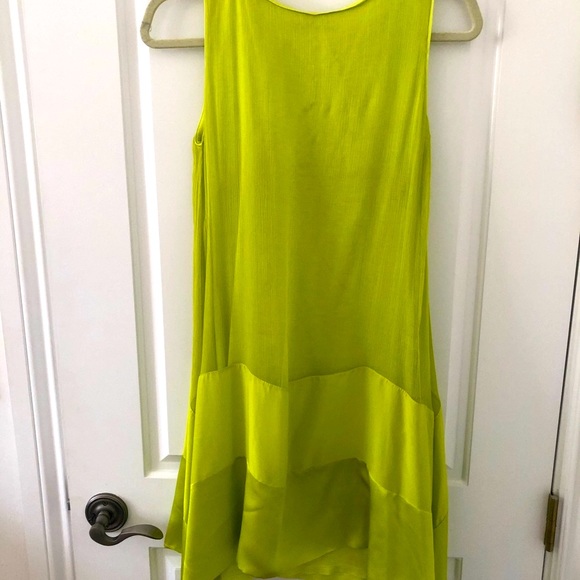 NWT Analili Neon Lime Green chiffon & silk dress Small - Picture 2 of 11